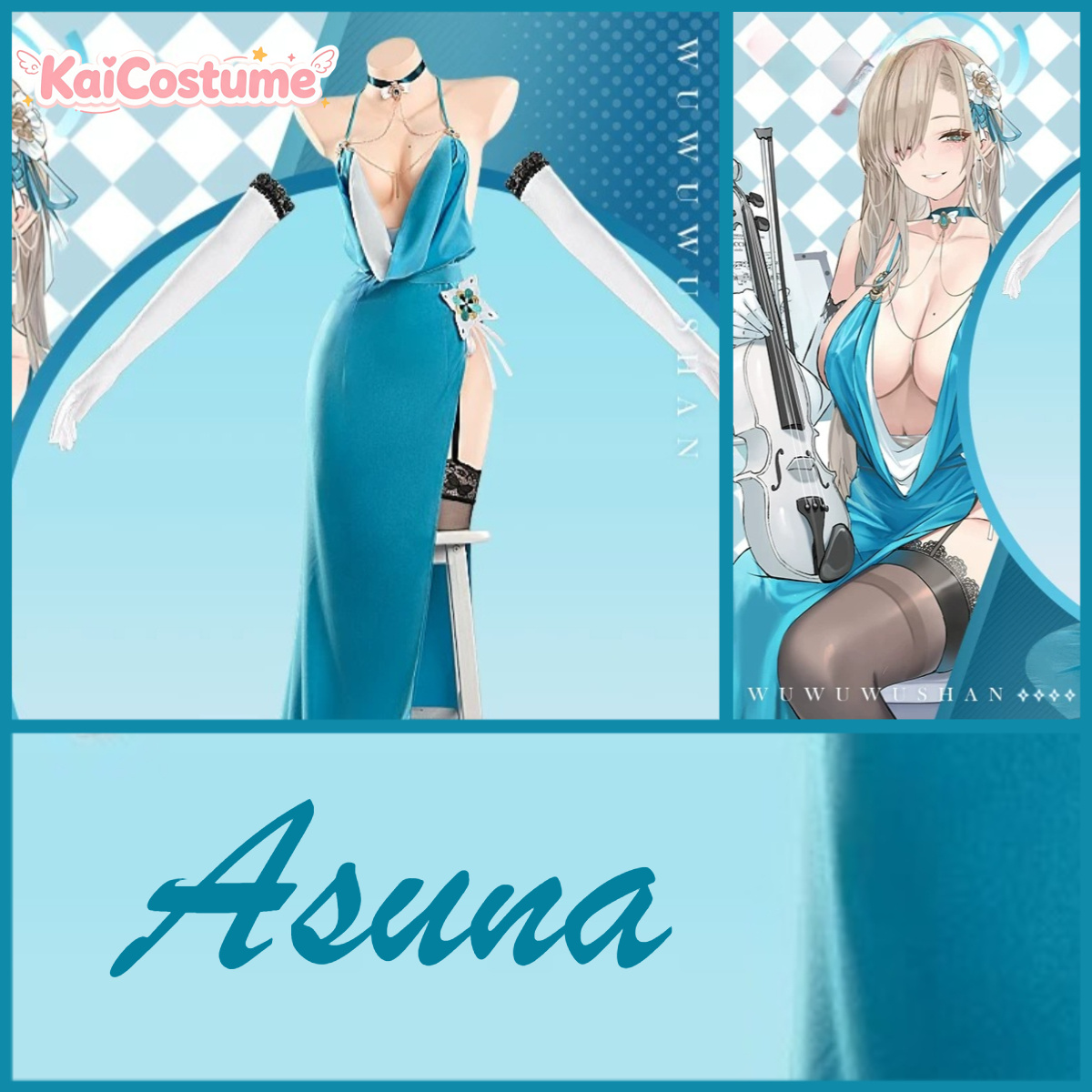 Evening Gown - ブルーアーカイブアスナイブニングドレスコスプレフルセットアニメ女性衣装cosパーティー舞台写真撮影用