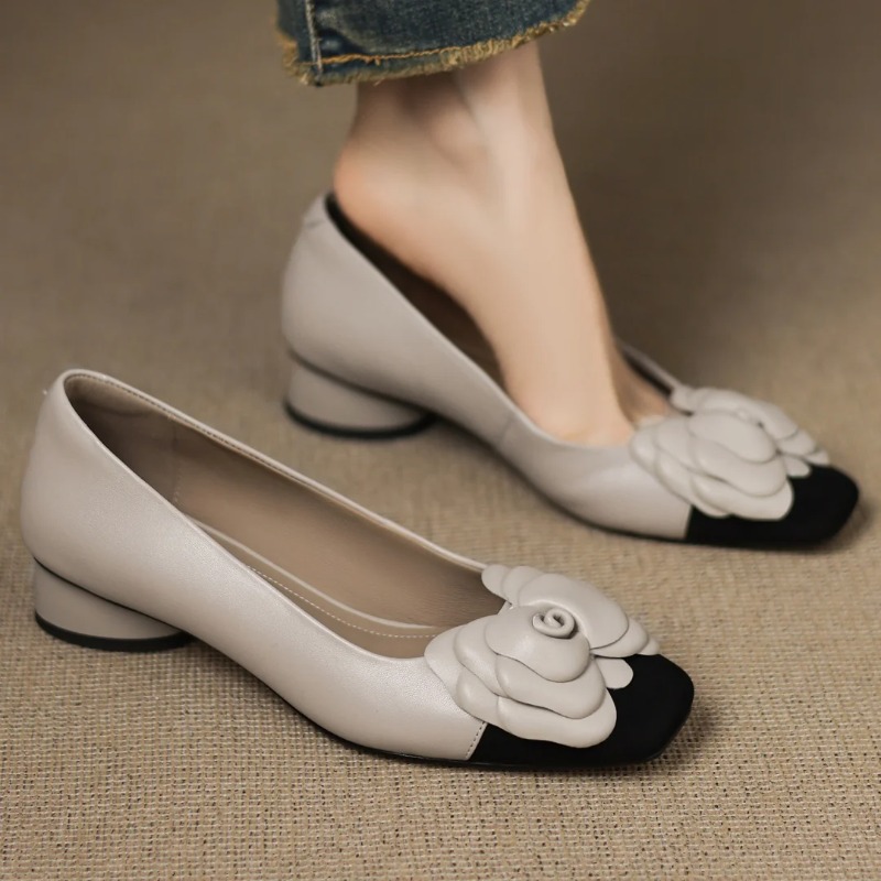 Womens Heels - プラスサイズ 34-41 レディース シープスキン ミックスカラー パッチワーク