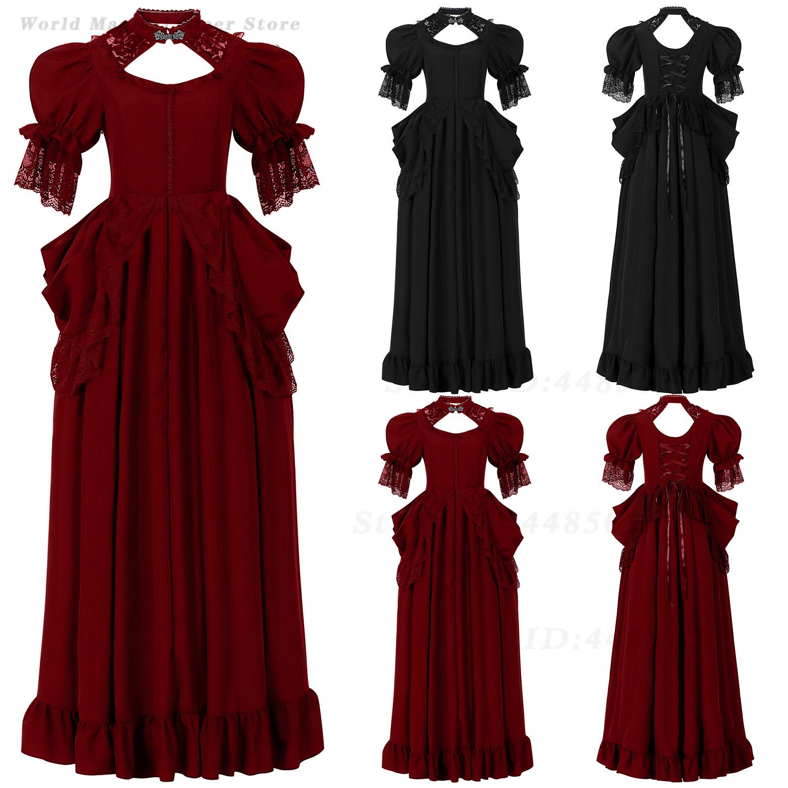 Evening Gown - 女性用コートヴィンテージノーブルイブニングドレス、ルネサンスロイヤルボールガウン、ハロウィンパーティーステージダンスパフォーマンスコスプレコスチューム