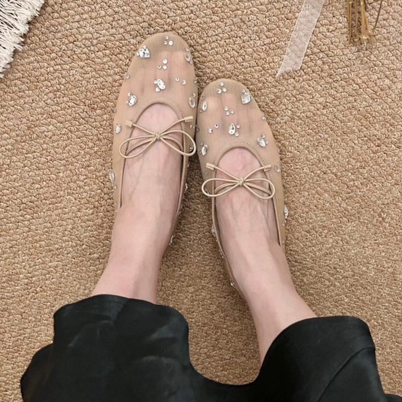 夏のエレガントな女性用キラキラ光るラインストーンボウメッシュ - Womens Heels のレビューと価格