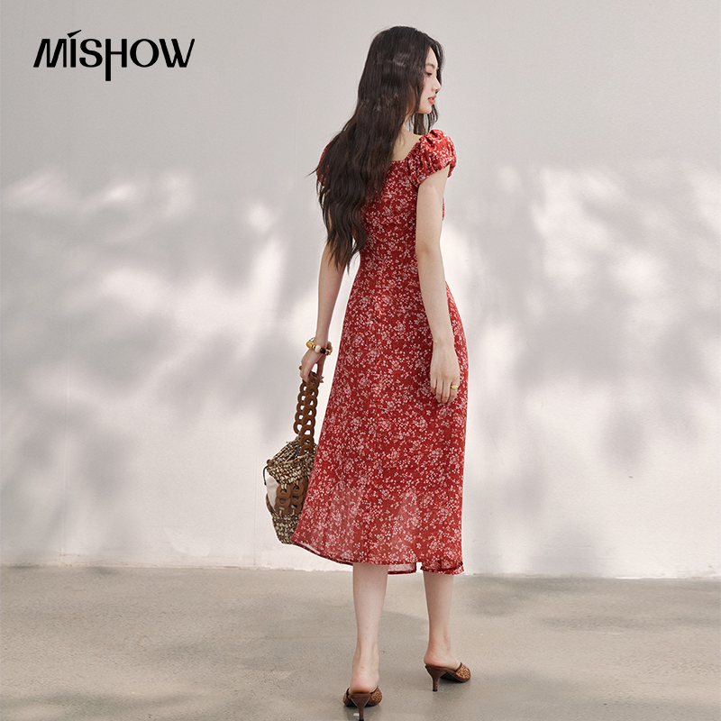 MISHOW レディース ヴィンテージ レッド 花柄 シフォ - Women'S Red Formal Wear のレビューと価格