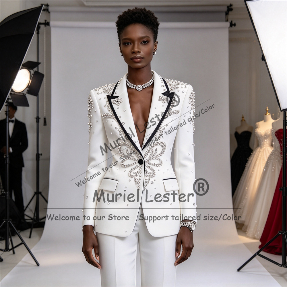 女性用ブレザーとスーツセット、高級感のあるビーズ装飾、新郎の - Womens Blazer のレビューと価格