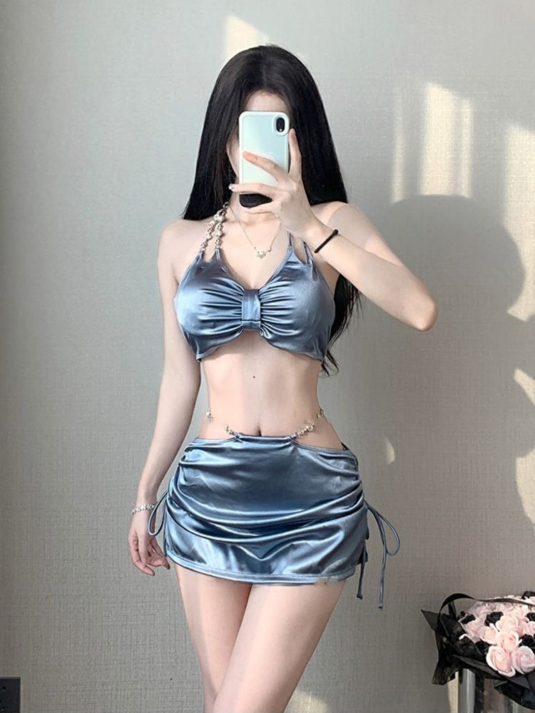 女性のエレガントな薄いストラップビキニセットセクシーなプッシ - Womens Suit のレビューと価格