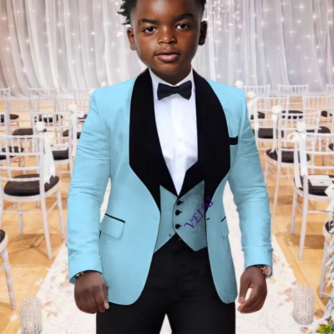 3点セットの豪華なジャカード素材の男の子用スーツ。上品なデザ - Formal Dress のレビューと価格