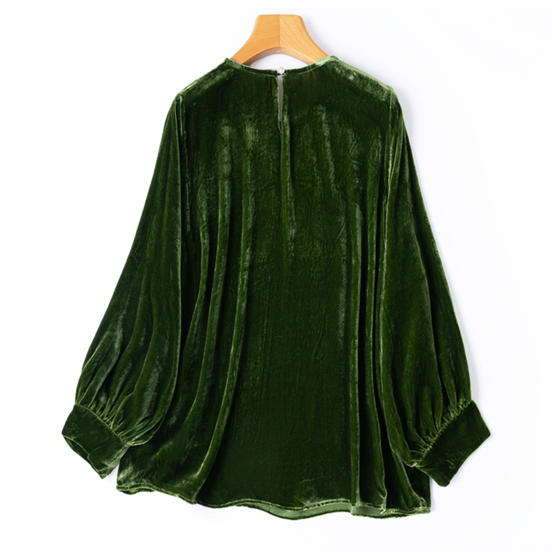 女性用シルクベルベットブラウス 100% マルベリーシルク裏 - Silk Blouse のレビューと価格